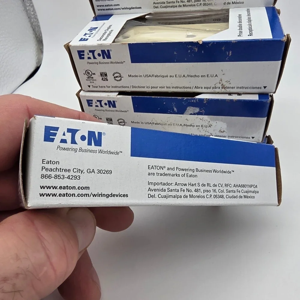 Eaton Decorator Duplex Receptacle Ivory 15A 125V AC Grounding 1107V BX LW 8 pack